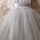Gray flower girl tutu dress ankle length, crochet tutu dress, baby tutu dress, toddler tutu dress, wedding tutu dress