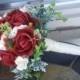 16 Piece Real Touch Red Rose Silk Bridal Bouquet / Silk Wedding Flowers Set / Winter Weddding / Garden Wedding / Silk Wedding Flowers