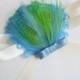 JESSIE Wrist Corsage - Light Blue and Lime Green Peacock Wrist Corsage for Prom or Special Events