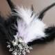 Hint of Lilac - Vintage Rhinestone and Feather Mini-Fascinator / Hair Clip - OOAK, Holiday, Special Occasion Headpiece