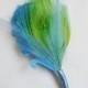 JESSIE - Light Blue and Lime Green Peacock Boutonniere Lapel Pin Buttonhole for Prom or Special Events