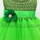 Green Fairy Flower girl dress, apple green tutu dress, bridesmaid dress, tinkerbell princess dress, crochet top tulle dress, yarn tutu dress