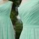 Mint bridesmaid dress,one shoulder mint party dress,handmade chiffon wedding party dress/prom dress/short mint bridesmaid gown
