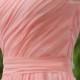 Short pink wedding party dress,handmade chiffon bridesmaid dress,pink bridesmaid dress,one shoulder prom dress/party dress