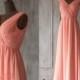 2015 Coral Bridesmaid dress, Blush Pink Wedding dress, Chiffon Party dress, Formal dress, Maxi dress, Woman Evening dress floor length(F126)