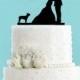 Couple Kissing with Boston Terrier Dog Acrylic Wedding Cake Topper