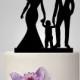 acrylic Wedding Cake Topper Silhouette, funny Wedding Cake Topper, Bride and Groom and little boy topper, happy family wedding cake topper,
