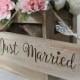 rustic shabby chic reclaimed wood wooden engraved Just Married sign - wedding plaque
