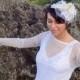 Birds of a Feather - Bridal Hat Birdcage Veil Vintage Lace Feather Silk Flower Headpiece Ivory and White