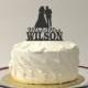 Silhouette Wedding Cake Topper with Personalized Family Name Mr and Mrs Topper with Surname Wedding Topper