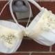 Two Flower girl baskets / ivory or white / chiffon puff with rhinestones / best seller / custom colors