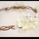 Wedding hair wreath, ivory flower circlet, woodland flower crown, bridal hair accessory by gardens of whimsy