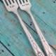 I do and Me Too Grosvenor Vintage Wedding Fork Set with Date Option