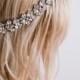Amazing Crystal Bridal Halo, Silk Ribbon Bridal Headpiece, Rhinestone Head Piece