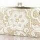 White and Cream Lace Clutch in Champagne 