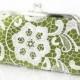 Olive Green Lace Clutch for Bridesmaids and Bridal Party 
