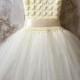 Ivory flower girl tutu dress, birthday tutu dress, crochet tutu dress, corset tutu dress