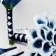 Reserved - Royal Blue Picasso Real Touch Calla Lily Bridal Bouquet and Boutonnieres Custom Real Touch Calla Lily Wedding Package