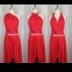 Multiway Butterfly Hem Short Tea Knee Length Wedding Bright Chili Red Bridesmaid Dress Convertible Infinity Wrap Dress