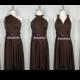 Butterfly Hem Asymmetrical Bridesmaid Wrap Dress Coffee Chocolate Infinity Dress Knee Length Wrap Dress