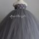 Rustic Elegant Rhinestone Silver Grey Flower Girl Tutu Dress Gray Tulle Dress Flower Girl Dress Wedding Dress 1T2T3T4T5T6T7T8T9T