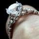 White Sapphire Engagement Ring Aeolus Diamond Eternity Bezel Leaf Custom White-Yellow-Rose Gold-10k-14k-18k-Platinum