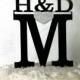 MONOGRAM Wedding Cake Topper with Personalized Couples Initial MONOGRAMMED Wedding Cake Topper Glitter Heart