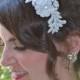 White Bridal Haircomb, Wedding Headpiece, Bridal Headpiece, Ivory or White Hair Comb, Beaded Headpiece for Bride
