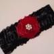 Red and Black Garter - Wedding Garter - Red and Black Wedding Garter Set - Bridal Garter