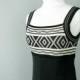 Vintage 1970's Geometric Black and Silver Prom Party Dress, Modern Size 2, Extra Small