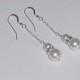 Swarovski Pearl Bridal Earrings Sterling Silver Chain Dangle