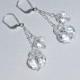 Swarovski Crystal Bridal Earrings Sterling Silver Chain Dangle Leverback
