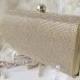 Rich Gold Satin Fabric Wedding Bag Clutch Formal Evening Bag with Loads of Austrian Crystals