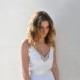 Maxi wedding Gown deep  V neck  with embroidery & beads