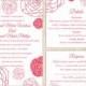 DIY Wedding Invitation Template Set Editable Word File Instant Download Printable Flower Invitation Rose Wedding Invitation Pink Invitations
