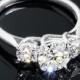 18k White Gold Vatche 319 X-Prong 3 Stone Engagement Ring With 2 Round Brilliant Diamonds (0.50ctw G/VS)