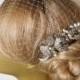 Bridal Veil and Bridal Comb 2 Items,bridal veil, Natural Freshwater Pearl Headpieces Blusher Birdcage Veil Wedding comb bridal