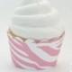 Bubble gum pink & White Zebra Animal Print Cupcake Wrappers - Standard Cupcake Wraps Set of 24