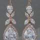 Rose Gold Bridal earrings  Wedding jewelry Swarovski Crystal Wedding earrings Bridal jewelry, Amielynn Earrings