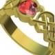 Gold Celtic Ruby Engagement Ring With Dara Knot Design in 10K 14K 18K or Palladium, Made in Your Size Cr-414