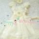 Flower girls dress- Ivory Chiffon Lace Dress set, Ivory Dress,baptism,rustic dress,Rustic flower girls lace dress,Girls Dress,Birthday dress