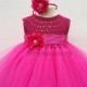 Magenta Hot Pink Fuchsia Flower girl dress, tutu dress,bridesmaid dress, princess dress, crochet top tulle dress, hand knit top tutu dress