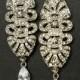 Art Deco Style Bridal Earrings, Filigree Rhinestone Chandelier Wedding Earrings, Vintage Style Bridal Wedding Jewelry, VERA