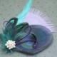 Bridal Fascinator Head Piece, Feather Hair PIece, Wedding Hair Accessory, peacock feather hair clip, purple, blue, teal, aqua - LILAC DREAMS