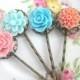 Flower Hair Pins Vintage Style Wedding Floral Bobby Pin Bridal Hair Pins Set of 4 Bridesmaid Gift Mint Turquoise Blue Coral Peach Pink