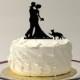 CAT + BRIDE & GROOM Silhouette Wedding Cake Topper With Pet Cat Family of 3 Silhouette Wedding Cake Topper Bride and Groom Cake Topper