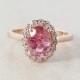 Pink Tourmaline and Diamond Engagement Ring - Halo Setting - 10K Rose Gold