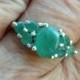 vintage 2ct GENUINE emerald right hand or wedding sterling art deco ring