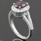 Rhodolite Garnet and Diamond Ring with single halo and split shank - LS145