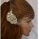Bridal Comb Birdcage Veil, Swarovski Comb and Birdcage Veil, Blusher Face Veil, Wedding Leaf Comb, Bridal Hair Accessory, Crystal Veil